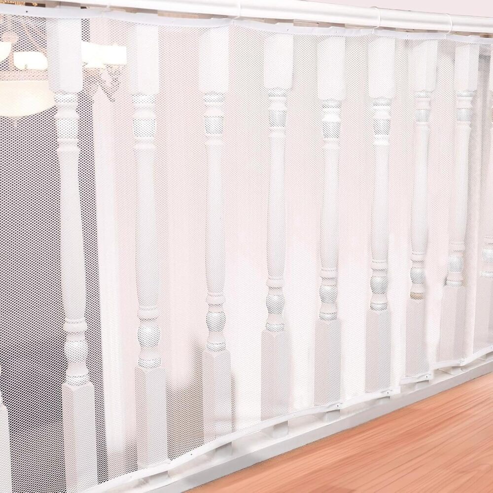Banister Guard- Baby Gate for stairs, Banister Safety Net, Mesh Barrier White